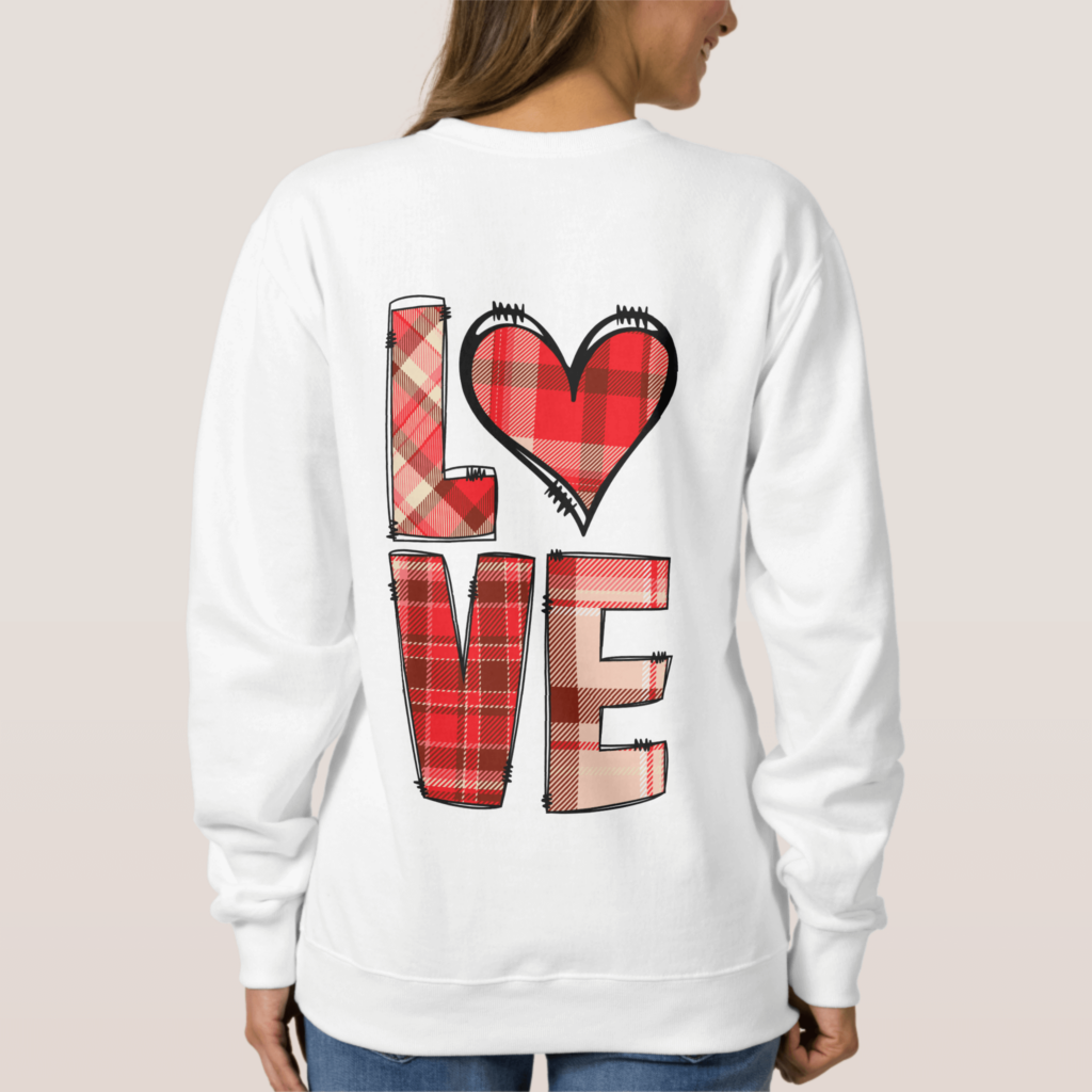 Women’s Sweatshirt with LOVE in buffalo plaid